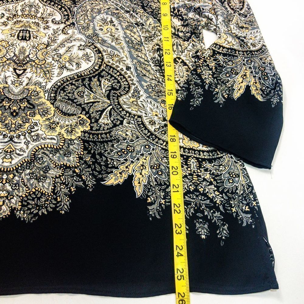 Rose & Olive Lightweight Black/Cream Baroque Print Blouse Sz M - Picture 11 of 11